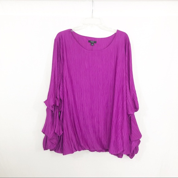 NEW Alfani Plus Size Bubble Sleeve Top, Size 4X, Purple Fushia - Picture 2 of 6